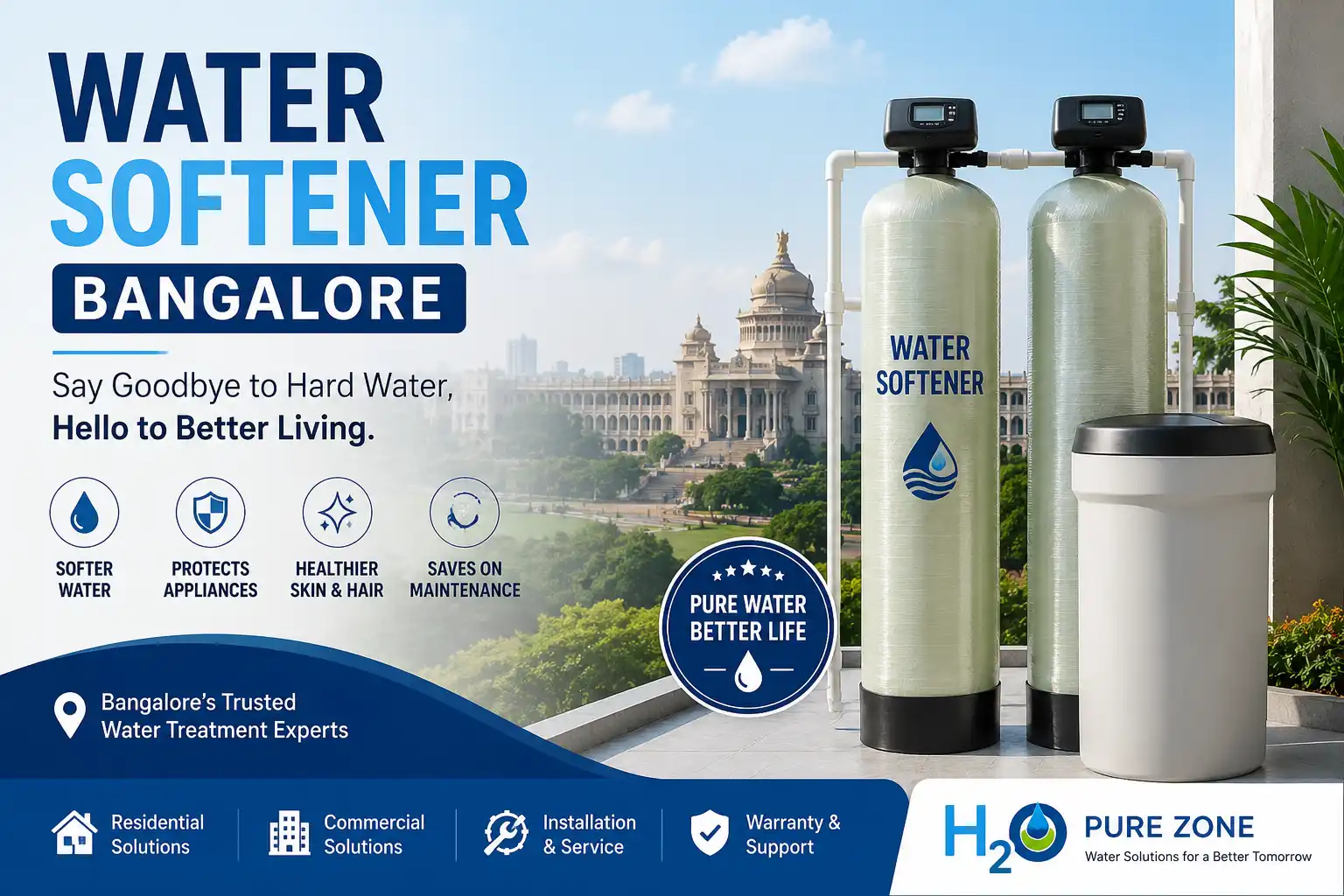 Water softener system installed for hard water treatment in a Bangalore home